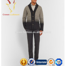 Men's Cashmere Long Sleeve Cardigan Sweater With Button-Up In V-Neck